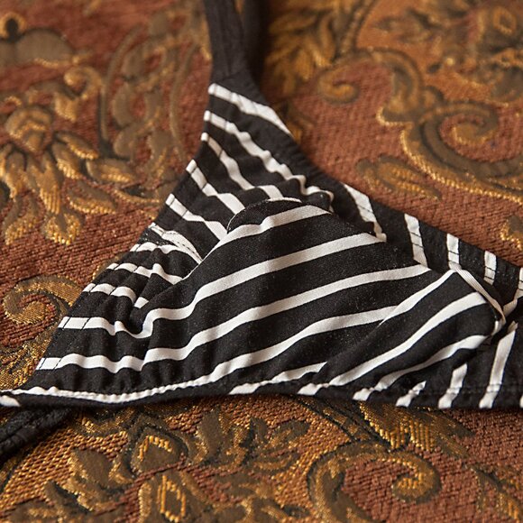 Mens Stripes Mix fabric thin sides Thong Handmade - Picture 5 of 6